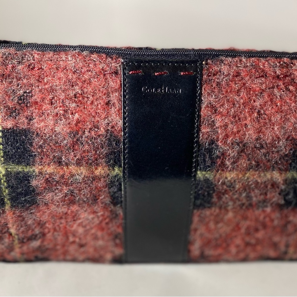 Plaid Wool Clutch Bag with Leather Trim - Pre-owned in excellent condition.